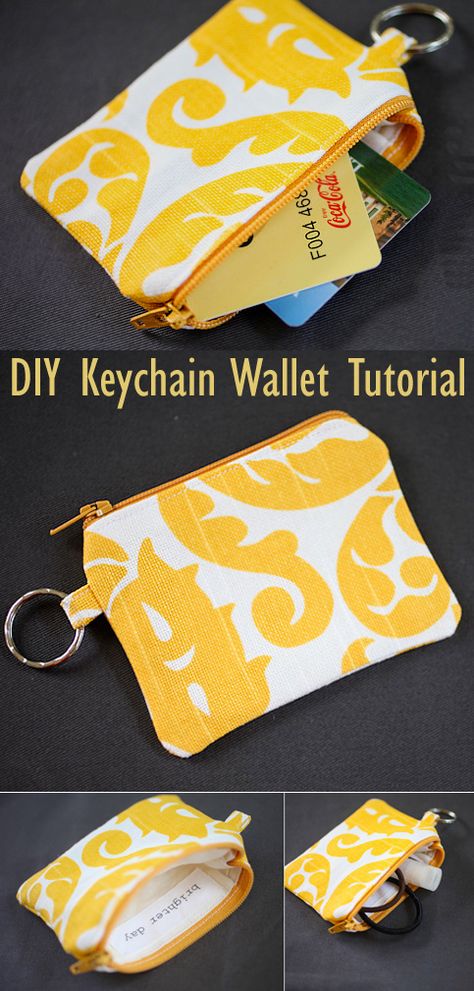 DIY Keychain Wallet: Sewing Tutorial Upcycling, Couture, Diy Keychain Wallet, Quick Sewing Gifts, Wallet Pattern Free, Couple Cards, Diy Coin Purse, Wallet Sewing Pattern, Sew Wallet