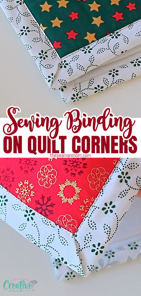 HOW TO SEW BINDING ON QUILT CORNERS Quilt Corners, Sewing Binding, Sewing Tutorials Free, Quilt Binding, Quilting Rulers, Sewing Projects For Kids, Edge Stitch, Easy Sewing Projects, Diy Sewing Projects