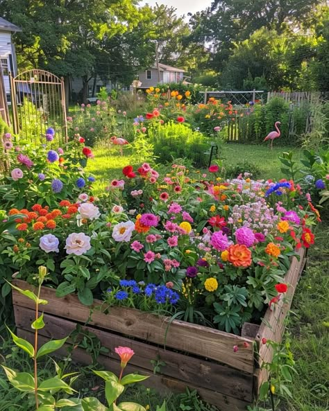 Cottagecore Outdoor Decor, Small Garden Aesthetic, Wildflower Flower Bed Front Yards, Bathroom With Red Accents, Cottage Flower Garden Aesthetic, Small Cottage Garden Design, Flower Garden Backyard, Cottagecore Yard, Fairytale Garden Ideas