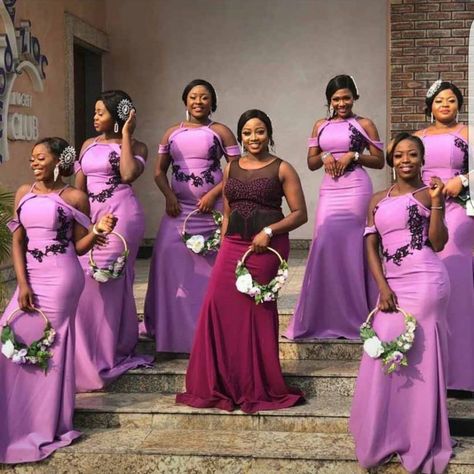 Nigerian Bridesmaid Dresses, Bridal Train, African Bridesmaids, Latest Bridesmaid Dresses, African Bridesmaid Dresses, African Traditional Wedding Dress, African Wedding Attire, Traditional Weddings, Groomsmen Outfits