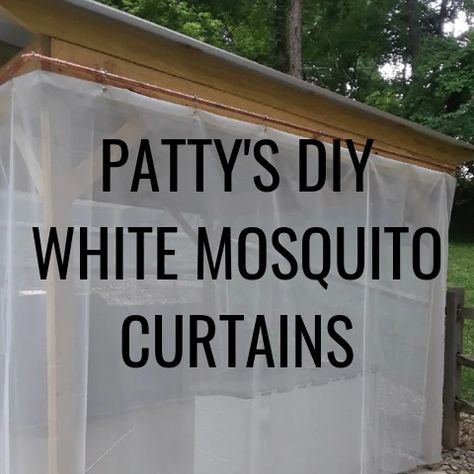 Mosquito Net Curtains, Porch Mosquito Netting, Mosquito Curtains For Porch, Mosquito Netting Patio Diy, Mosquito Netting Patio, Mosquito Net Diy, Camper Decorating, Mosquito Net Canopy, Patio Under Decks