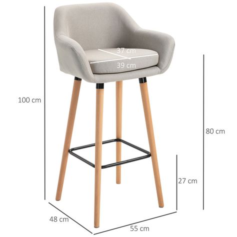 Mikado Living Santino Solid Wood 80cm Stool & Reviews | Wayfair.co.uk Kitchen Stools With Back, Curved Chair, Stools With Backs, Hallway Furniture, Modern Bar Stools, Modern Bar, Linen Upholstery, Upholstered Fabric, Kitchen Stools