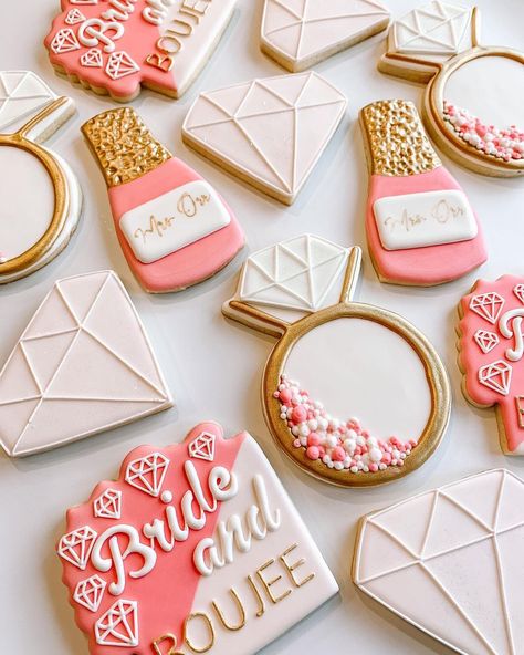 Brittany’s Cookie Co (@brittanyscookieco) posted on Instagram: “Bride and BOUJEE 💎💗” • Mar 12, 2021 at 3:05pm UTC Bach And Boujee Cookies, Bach & Boujee Theme, Bride And Boujee Bachelorette Party, Hens Cookies, Bach And Boujee Bachelorette Ideas, Boujee Bachelorette, Bride And Boujee, Bachelorette Cookies, Commitment Issues