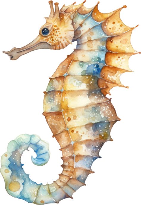 Seahorse Watercolor Illustration AI Generated Seahorse Watercolor Painting, Sea Horses Art, Seahorses Drawings, Sea Horse Drawing Easy, Watercolour Seahorse, Sea Animal Paintings, Draw Seahorse, Seahorse Pictures, Sea Horse Painting