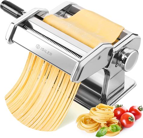 Amazon.com: Pasta Machine, ISILER 9 Adjustable Thickness Settings Pasta Maker, 150 Roller Noodles Maker with Aluminum Alloy Rollers and Cutter for Pasta, Spaghetti, Fettuccini, Lasagna : Home & Kitchen Yummy Noodles, Pasta Maker Machine, Wonton Noodles, Dumpling Skin, How To Make Spaghetti, Pasta Roller, Noodle Maker, Pasta Bar, Pasta Fatta In Casa