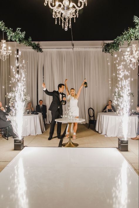 Wedding With Sparklers, Sparkle Aesthetic Wedding, Cold Sparkler Fountain Wedding, Sparklers Wedding Entrance, Sparkler Entrance Wedding, Wedding Entrance Sparklers, Sparkly Wedding Aesthetic, Cold Spark Machine Wedding, Indoor Sparklers Wedding