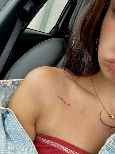 Collar Bone Tattoo Placement, Bones And All Tattoo, Small Billie Eilish Tattoos, Roman Numeral Collar Bone Tattoo, True Blue Tattoo, Birds Of A Feather Tattoo Billie Eilish, Tattoo Collar Bone Women, Blue Collar Tattoos, Dainty Collar Bone Tattoos For Women