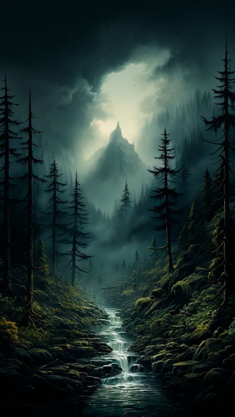 Iphone Backgrounds Nature, Forest Tattoos, Incredible Art, Splash Screen, Forest Mountain, Ideas Hogar, Landscape Photography Nature, Mural Wall, Cool Wallpapers Art