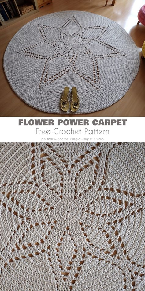 Tapete Flower Power Crochet Rug Diagram, Crocheted Carpet, Free Rug Crochet Patterns, Crocheting Rugs, Crotchet Rug, Mandala Crochet Rug Free Pattern, Crochet Carpet Pattern Free, Crochet Rug Patterns Free Rectangle, Crochet Carpet Rug