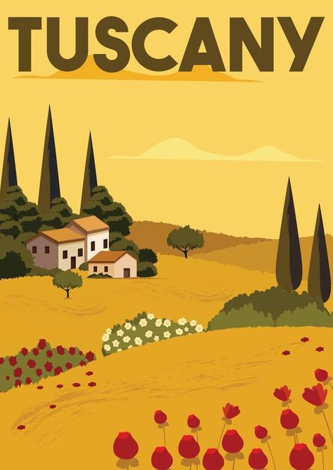 Tuscany Illustration, Italian Background, Illustration Background, Background Background, Background Illustration, Illustration Vector, Tuscany, Travel Posters, Vector Art