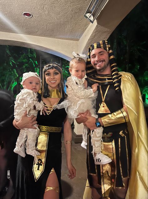 Family Egyptian Halloween Costumes, Mummy And Cleopatra Couple Costume, Egyptian Family Costumes, Mummy Family Costumes, Cleopatra And Mummy Costume, Egyptian Couple Costume, Egyptian Mummy Costume, Mummy Costumes, Egyptian Halloween Costume