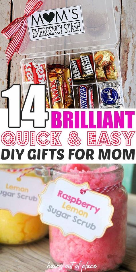 14 diy gifts for mom that make great last minute craft projects for Christmas, Mothers Day, or her birthday. These also make for easy diy gift ideas for girl friends, or any female. Easy Diy Gifts For Mom, Easy Birthday Gifts, Diy Graduation Gifts, Diy Gifts For Mom, Easy Birthday, Birthday Gift For Mom, Out Of Time, Gift Ideas For Her, Graduation Diy