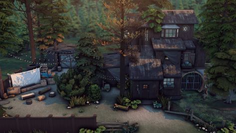 Werewolf's cabin Sims 4 Werewolf House, Werewolf House, Sims 4 Werewolves, Houses Layout, Sims Tumblr, Brutalist House, Sims Design, Vampire House, Sims 4 City Living