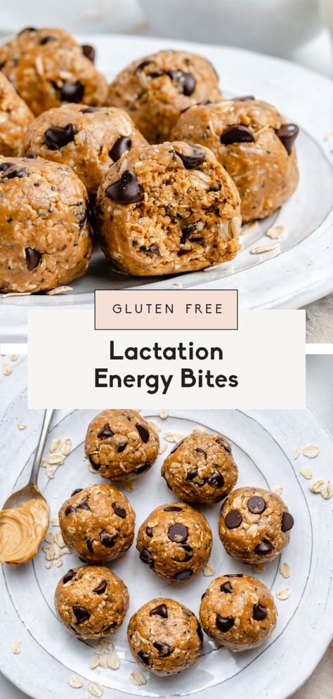 The best lactation energy bites that are perfect for nursing mamas! These nourishing no bake lactation energy bites are packed with protein, healthy fats and nutrients from ingredients like brewer's yeast, oats, hemp hearts and chia seeds that are great for boosting milk supply. Add delicious mix-ins like chocolate chips for a wonderful snack or treat that's great for new moms! #lactation #nursing #energybites #healthysnack #newmom #glutenfree Boosting Milk Supply, Nursing Foods, Oatmeal Bites, Breastfeeding Snacks, Ambitious Kitchen, Dairy Free Chocolate Chips, Breastfeeding Foods, Lactation Recipes, Peanut Butter Roll