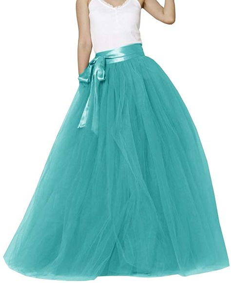 WDPL Women's A-line Maxi Floor Length Tulle Bridal Sash Skirt (Ice Blue, UK 16) Amazon Outfits, Long Tutu, Tutu Party, Tulle Long Skirt, Evening Skirts, Formal Party Dress, Bridal Sash, Princess Outfits, Birthday Party Dress