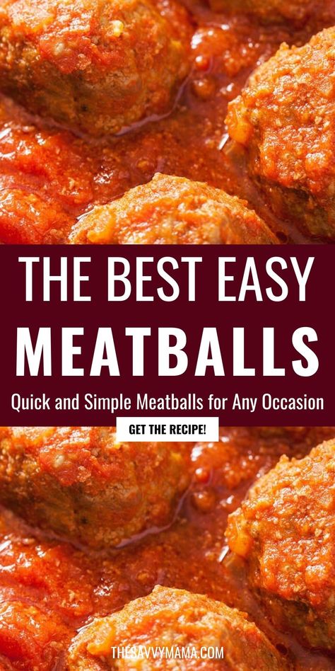 Try the best easy meatballs that are perfect for any dinner! This quick and simple recipe is ideal for those busy nights when you need a delicious meal in a hurry. These easy meatball recipes are perfect for spaghetti and are sure to be a hit with the whole family. With minimal ingredients and effort, you can enjoy homemade meatballs that are juicy, flavorful, and satisfying. Make dinner stress-free with these easy meatballs today Homemade Meatballs For Spaghetti, Meatball Sauce Recipes, Kids Meatball Recipe, Juicy Meatball Recipe, Quick Meatballs, Best Meatball Recipe, Basic Meatball Recipe, Basic Meatballs, Easy Italian Meatballs