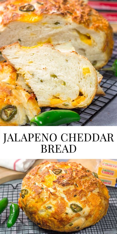 Jalapeno Cheddar Bread Sandwich, Jalepeno Cheesy Bread Bread Machine, Easy Jalapeno Bread Recipes, Bread Recipes Jalapeno Cheese, Jalapeños Cheese Bread, Jalapeños Bread Recipes, Jalapeño Cheese Artisan Bread, Artisan Jalapeno Cheddar Bread, Dutch-oven Jalapeño Cheddar Bread