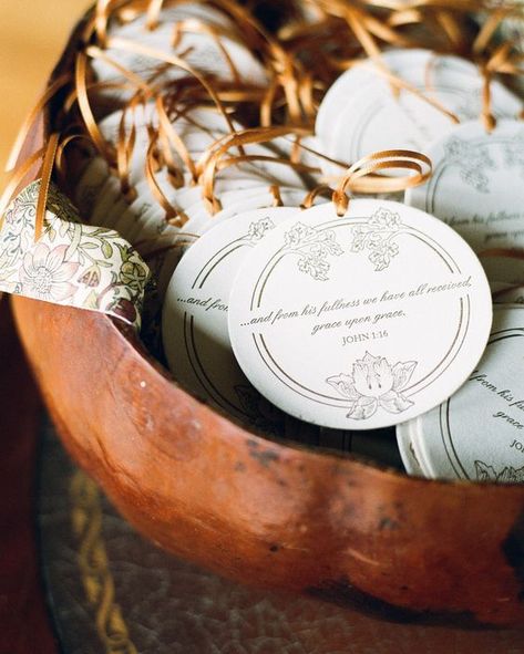 10 Ways to Incorporate Bible Verses in Your Wedding | Christian Wedding | Wedding Bible verses | Bible verse sign | Bible verse wedding | Wedding favors | Unique wedding favors | The Internet's Maid of Honor Wedding Bible Verses, Plant Wedding Favors, Ornament Wedding Favors, Honey Wedding Favors, Wedding Bible, Creative Wedding Favors, Inexpensive Wedding Favors, Winter Wedding Favors, Edible Wedding Favors