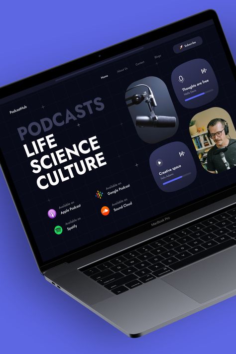 Podcast App Design, Podcast Web Design, Podcast Banner Design, Podcast Website Design Inspiration, Science Website Design, Instruments Sketch, Podcast Website Design, Music Website Design, Ui Website Design