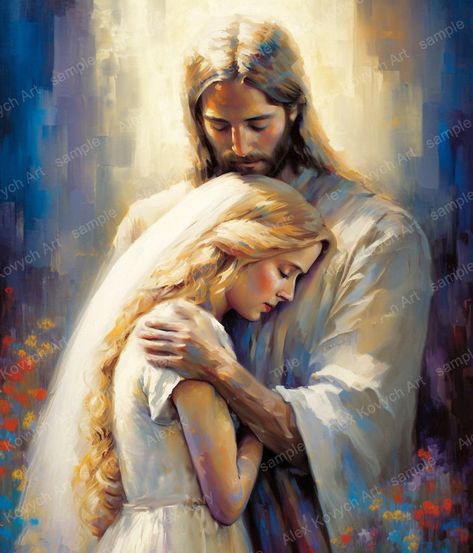 Jesus Hugging Blonde Girl, Young And Beautiful Aesthetic, Jesus With Girl, Girl Blonde Hair, God's Timing, Jesus Girl, Jesus Drawings, Jesus Christ Painting, Pictures Of Christ