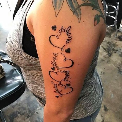 Grandkids Tattoos, Heart Tattoos With Names, Love Heart Tattoo, Horus Tattoo, Rip Tattoo, Baby Name Tattoos, Tattoos With Kids Names, Mommy Tattoos, Shape Tattoo