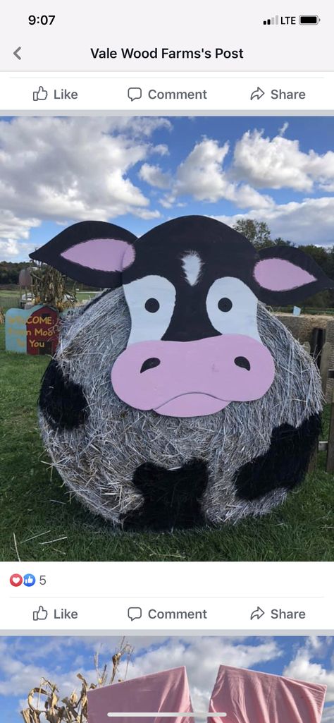 4h Float Ideas, Hay Bail Decorating Ideas, Diy Hay Bales Prop, Hay Bale Contest Ideas, Farm Parade Float, Round Bale Decorating Ideas, Farm Themed Parade Float, Fall Float, Hay Bale Art Round