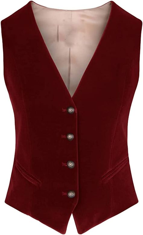 Red Suit Vest, Red Vest Outfit, Red Dress Jacket, Womens Suit Vest, Red Waistcoat, Business Vest, Vest Outfits For Women, Burgundy Vest, Velvet Vest