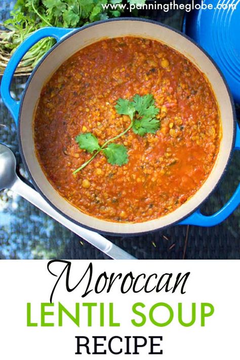 Soup With Chickpeas, Moroccan Lentil, Moroccan Lentil Soup, Moroccan Soup, Soup Ideas, Delicious Soups, Chickpea Soup, Lebanese Food, Pot Dinners