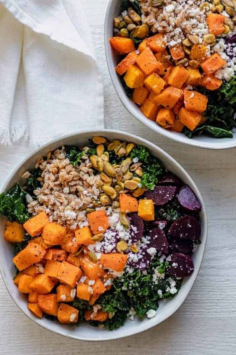 Grain Bowl Recipe, Power Bowl Recipe, Healthy Bowls Recipes, Grain Bowls, Healthy Bowls, Grain Bowl, Salad With Sweet Potato, Healthy Fall, Grain Foods