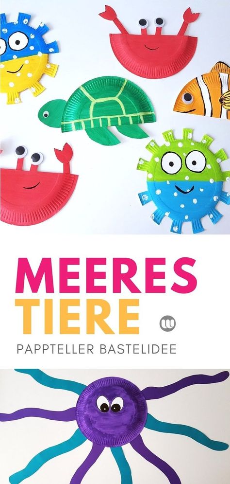 Unterwasserwelt Deko: Fische & Meerestiere aus Pappteller basteln mit Kindern Ocean Kids Crafts, Plate Crafts For Kids, Paper Plate Fish, Paper Plate Crafts For Kids, Ocean Kids, Fish Sea, Fish Crafts, Puffer Fish, Ocean Crafts