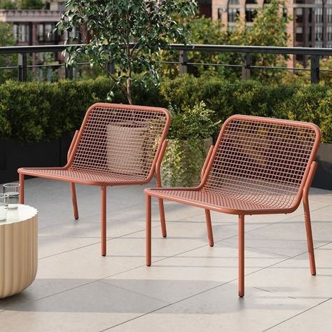 All New Furniture, Sofas, and Couches | West Elm Colorful Outdoor Furniture, Balcony Chairs, Metal Outdoor Furniture, Chairs Outdoor, Landscape Inspiration, Outside Furniture, Patio Lounge Chairs, Outdoor Ottomans, Deck Furniture