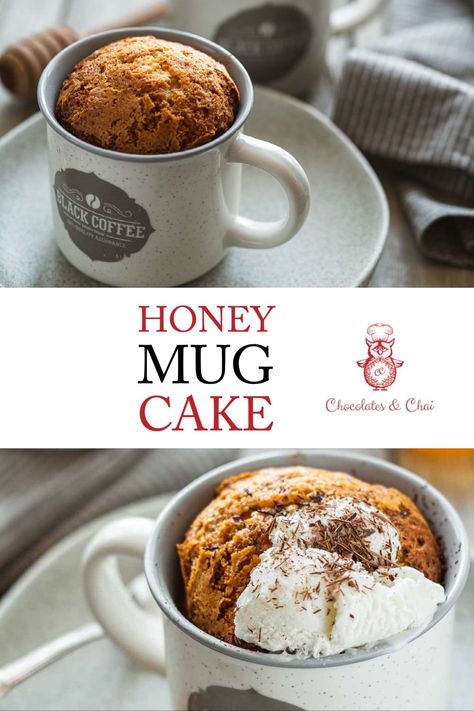 This sweet, gooey Honey Mug Cake recipe comes together using a few pantry staples and a microwave. Seriously...all you need is 5 minutes to make honey cake in a mug! Honey Mug Cake, Cake In A Mug, Gooey Cake, Chocolate Deserts, Mug Cake Recipe, Microwave Cake, Mug Cake Microwave, Mug Cakes, Honey Cake