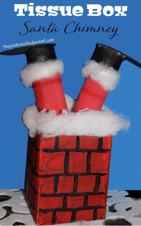 Kleenex Box Crafts, Diy Chimney, Christmas Chimney, Tissue Box Crafts, Childrens Christmas Crafts, Santa Craft, Thanksgiving Activities Preschool, Thanksgiving Crafts Preschool, Santa Crafts