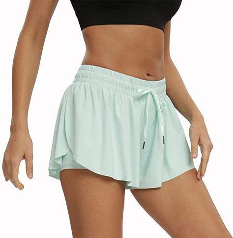 Toflowytour Flowy Womens Bike Shorts Gym Yoga Athletic Workout Running Hiking Sweat Skirt Spandex Lounge Cute Preppy Clothes Trendy Casual Summer (M, Light Blue) at Amazon Women’s Clothing store Flowy Workout Shorts, Preppy Flowy Shorts, Amazon Flowy Shorts, Lulu Skirt Outfit, Halara Shorts, Cute Preppy Clothes, Flowy Running Shorts, Flowy Athletic Shorts, Camp Clothes