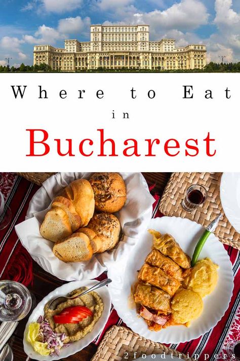 Headed to Bucharest, Romania? Be sure to check out the best Bucharest restaurants, cafes and bars in our Bucharest food guide. We include our favorite spots for traditional Romanian food as well as more modern options. | What to Eat in Bucharest | Where to Eat in Bucharest | Bucharest Food Guide | Bucharest Dining Guide | Europe | #Bucharest #Romania #BucharestRestaurants Places To Eat In Bucharest, Bucharest Food, Traveling Suitcase, Europe Food, Visit Romania, Romania Travel, Hungary Travel, Culinary Travel, Romanian Food