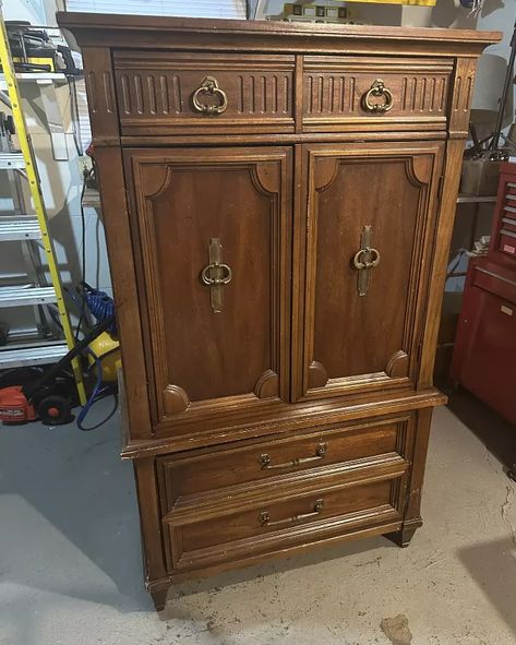 Timeless Black Armoire Makeover | Hometalk Black Armoire In Bedroom, Black Armoire, Armoire Makeover, Painting Hacks, Painted Armoire, Black Chalk Paint, Antique Armoire, Wardrobe Makeover, Local Thrift Stores