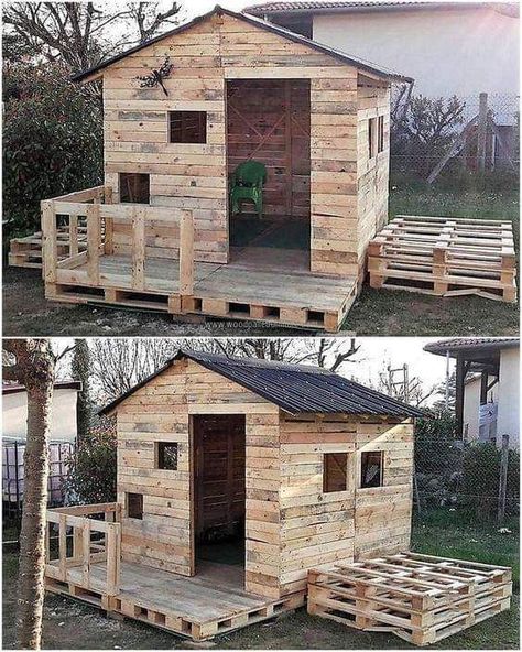 Pallet Project Pallet House, Casa In Pallet, Diy Storage Shed Plans, Pallet Playhouse, Pallet Building, Diy Storage Shed, Pallet Shed, Build A Playhouse, Diy Shed Plans