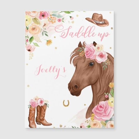 Create your own Magnetic Card | Zazzle.com Horse Birthday Invitations Free, Girl Horse Birthday Party, Birthday Party Cowgirl, Horse Birthday Party Invitations, Cowgirl Birthday Cakes, Cowgirl Birthday Party Invitations, Cowgirl Invitations, Horse Birthday Party, Horse Invitations