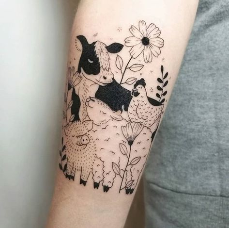 VEGAN TATTOOS (@vegantattoostudios) • Instagram photos and videos Farm Tattoo, Vegan Tattoos, Vegan Tattoo, Gourd Art, Going Vegan, Instagram Photos, Tattoos, Photo And Video, Animals