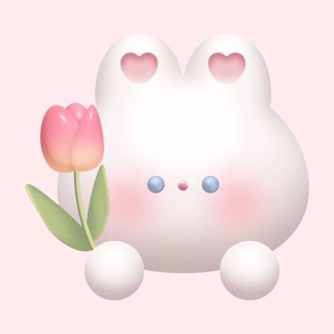 Rabbit Icon Cute, Tulips Icon, Tulip Sticker, Rabbit Icon, Pastel Pink Icons:), Pink Wallpaper Laptop, Rabbit Wallpaper, Photo Cutout, Whatsapp Wallpaper Cute