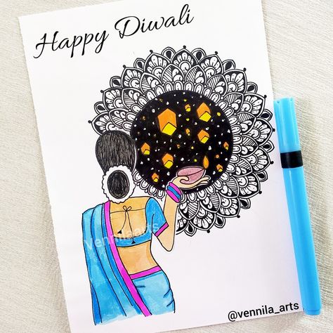 Diwali Mandala Art Mandalas, Mandala Diwali Drawing, Happy Diwali Mandala Art, Diwali Mandala Art Drawing, Mandala Drawing For Diwali, Drawing On Diwali, Diwali Doodle Art, Diya Mandala Art, Diwali Artwork