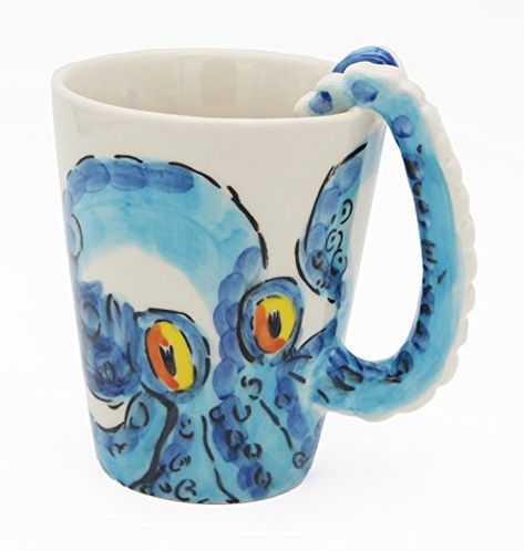 Homee Handmade Creative Art Coffee Mug Ceramic Milk Cups Ocean Style Octopus *** For more information, visit image link. Cthulhu Decor, Ceramic Octopus, 3d Mugs, Creative Mugs, Coffee Tips, Decor Shelves, Ocean Style, Creative Coffee, Painted Pottery