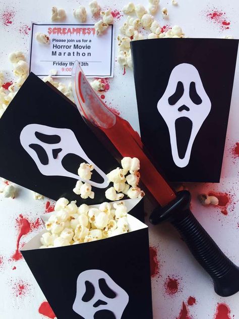 Nightmare on Elm Street, Horror, Scream, Friday the 13th Halloween Party Ideas | Photo 2 of 28 Horror Sleepover, Scream Movie Birthday Party, Sydney Scream, Horror Movie Party Ideas, Horror Birthday Party Ideas, Slasher Party, Scream Party, Horror Birthday, Horror Themed Party