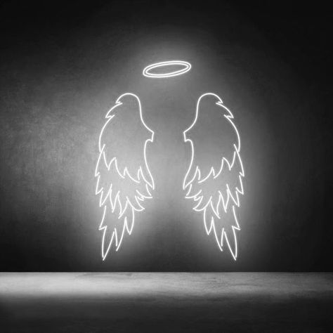 Black Angel Wings Aesthetic, Angel Wings Neon Sign, Neon Wings, Cafe Neon, Angel Wings Background, Wings Background, Dark Angel Wings, Wood Texture Seamless, Creative Wall Design