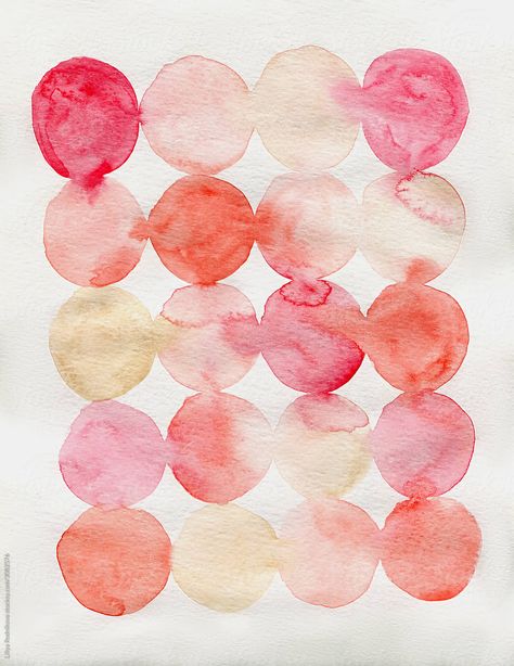 Modern art watercolor circles of different shades of pink and red on white paper Dots Background, Watercolor Dots, Watercolor Circles, Different Shades Of Pink, Shades Of Pink, Pink And Red, Watercolor Cards, Art Watercolor, Geometric Art