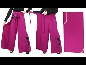 Pallazo Pants Pattern, Wrap Palazzo Pants, Wrap Pants Pattern, How To Make Wraps, Pants Stitching, Pantalon Thai, Stitching Tutorial, Pants Tutorial, Diy Pants