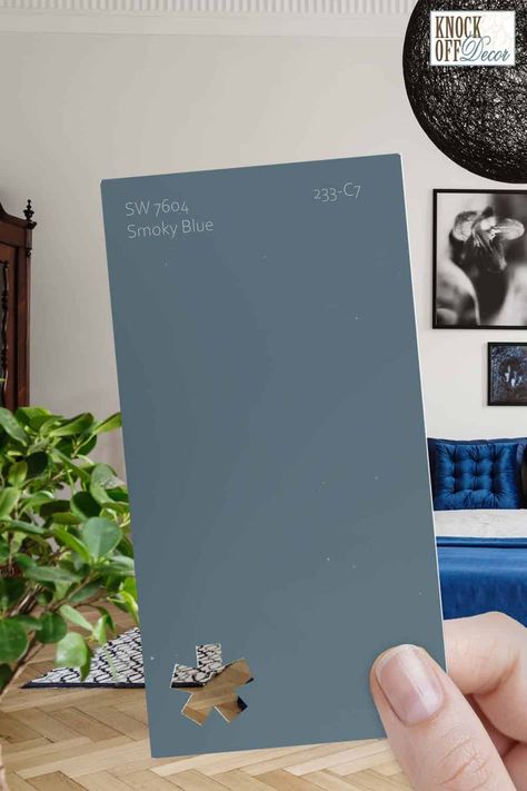 Sw 7604 Smoky Blue, Sw Smoky Azurite, Behr Smokey Blue, Sw Smoky Blue Paint, Blue Painted Interior Doors, Smoky Blue Sherwin Williams Bedroom, Smokey Blue Sw, Smokey Blue Paint Sherwin Williams, Smokey Blue Sherwin Williams Cabinets