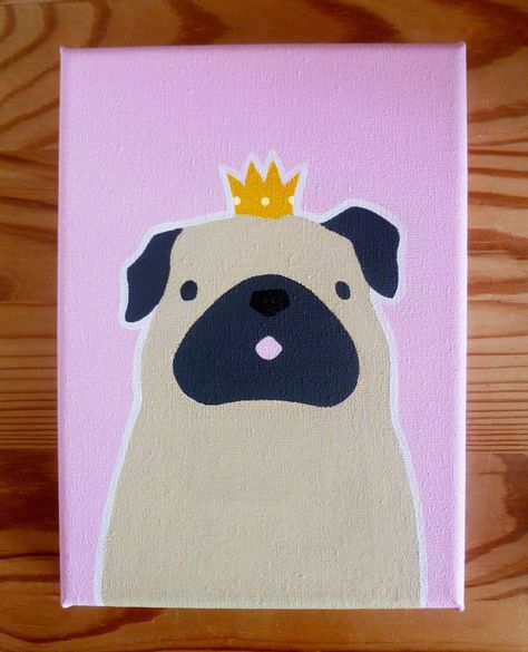 Mini Tela, Princess Canvas, Mini Toile, Kids Canvas Art, Pug Art, Painting Canvases, Simple Canvas Paintings, Cute Canvas Paintings, Easy Canvas Art