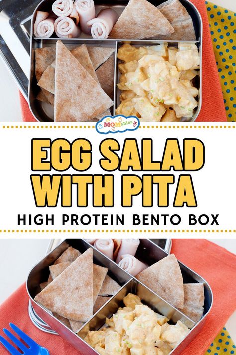 easy high protein egg salad with pita bento box High Protein Egg Salad, Protein Egg Salad, Salad Bento, Lunch For School, Easy Bento, Protein Egg, Best Lunch Recipes, Mexican Salads, Satisfying Salads