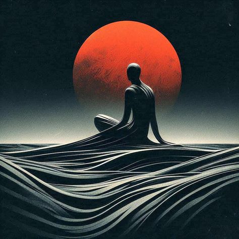 Minimalist Surrealism, Surreal Minimalism, Fantasy Surrealism, Surrealism Art, Red Moon, Minimal Art, Projects Ideas, Surreal Art, Space Art